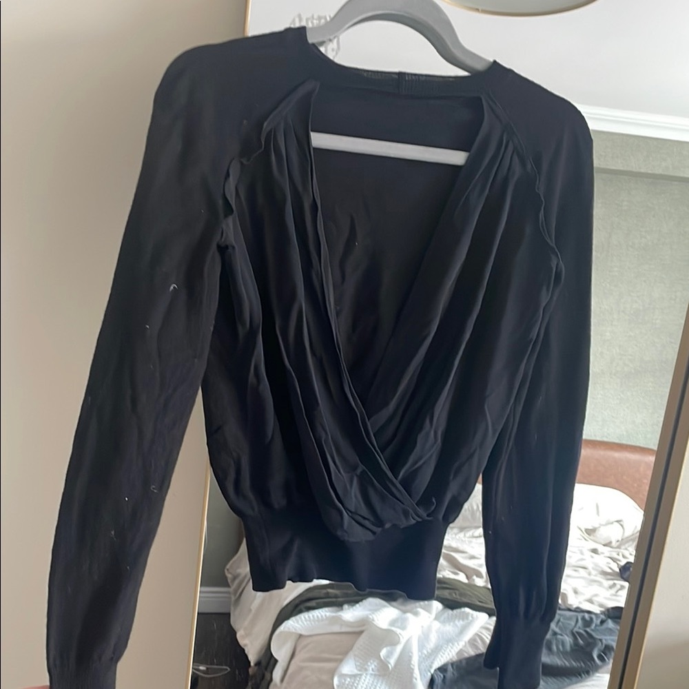 Moschino Black Wrap Fitted Blouse